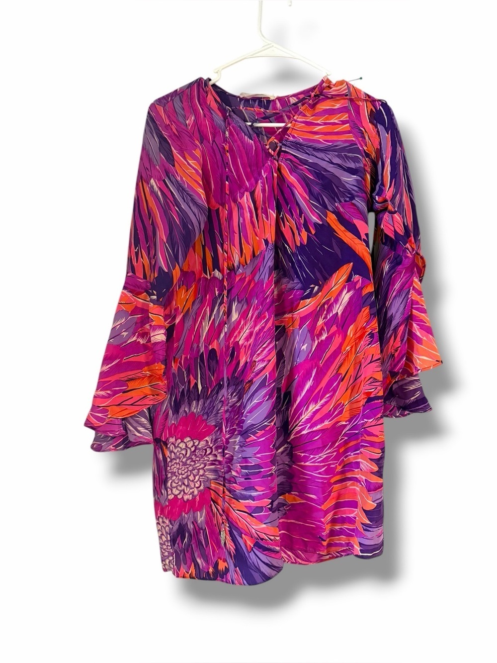 Alice & Trixie 100% Silk Made NYC Groovy Print Flare Sleeve Mini Dress XS